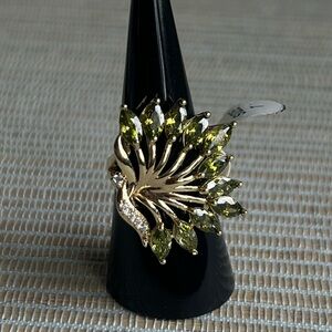 Gold and Green Peacock Ring